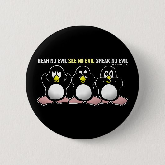 3 Wise Penguins Ronde Button 5,7 Cm (Voorkant)