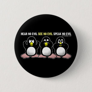 3 Wise Penguins Ronde Button 5,7 Cm