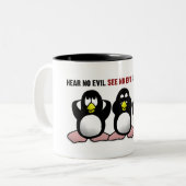 3 Wise Penguins Tweekleurige Koffiemok (Voorkant links)
