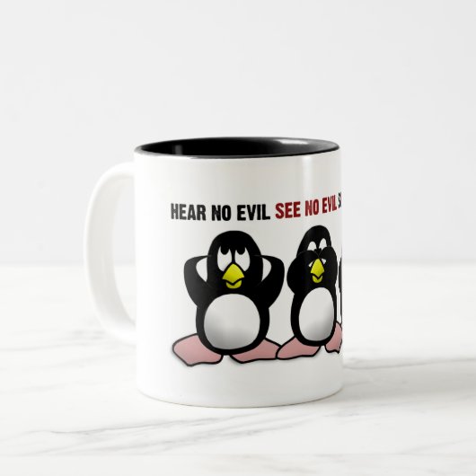 3 Wise Penguins Tweekleurige Koffiemok (Voorkant links)