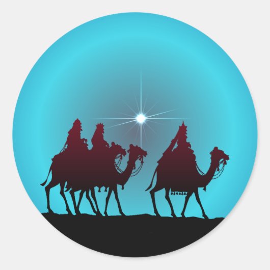 3 WISEMEN EN STAR van SHARON SHARPE Ronde Sticker (Voorkant)