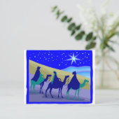 3 Wisemen op Christelijke kamelen Briefkaart (Staand voorkant)