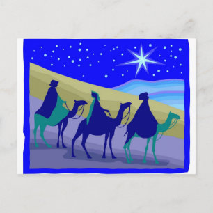 3 Wisemen op Christelijke kamelen Briefkaart