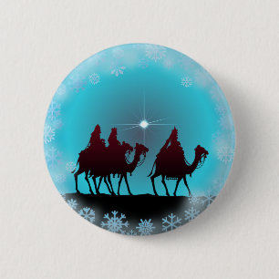 3 WISEMEN, SNOWFLAKES EN STAR van SHARON SHARPE Ronde Button 5,7 Cm