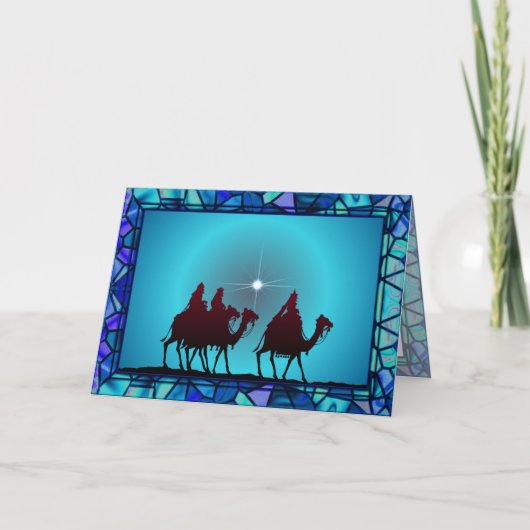 3 WISEMEN, STAR & BORDER beroemd gemaakt door SHAR Feestdagen Kaart (Voorkant)
