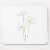 3 witte kosmosbloemen inkt en waterverf muismat (Voorkant)