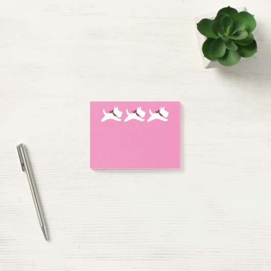 3 Witte Scotties personaliseren Post-it® Notes (Kantoor)