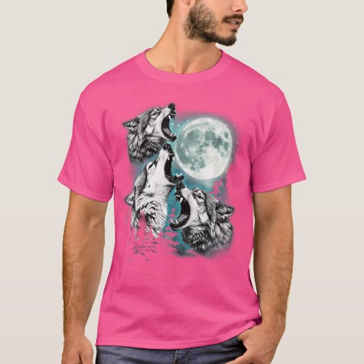 3 Wolf Moon Howling Wolf Head Funny Wolves T-shirt (Voorkant)