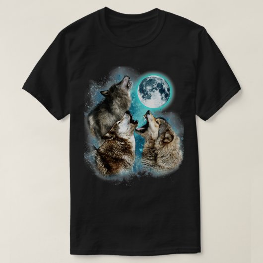 3 Wolf Moon Howling Wolf hoofd Funny Wolves voor M T-shirt (Design voorkant)