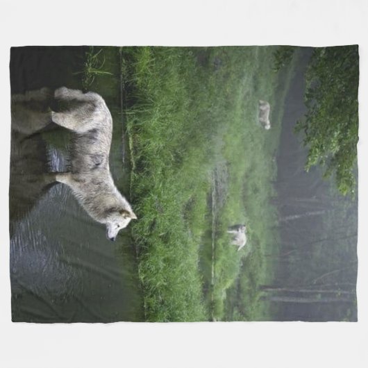 3 WOLVES FLEECE DEKEN (Voorkant (Horizontaal))