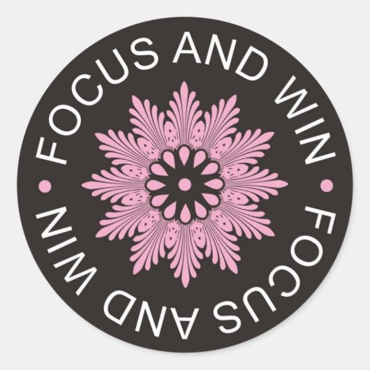 3 woordcitaten ~focus en win ~motivatie ronde sticker (Voorkant)