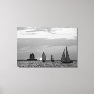 3 Wordt verzonden op Sunset Black&White Wrapped Ca Canvas Afdruk