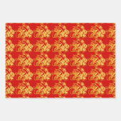 3 WP Chinese papiersnit Rat met fruit Kies Kleur Inpakpapier Vel (Voorkant)