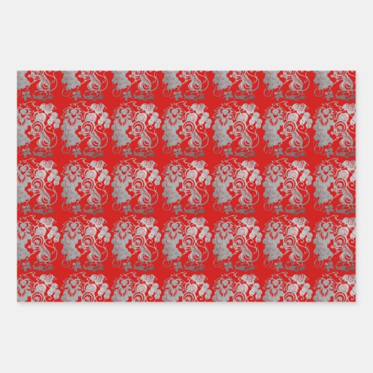 3 WP Chinese, schattige, op papier geknipte, ratte Inpakpapier Vel (Voorkant 3)