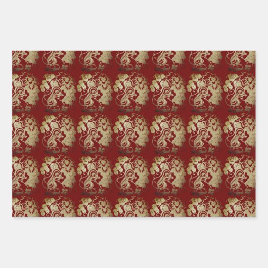 3 WP Chinese, schattige, op papier geknipte, ratte Inpakpapier Vel (Voorkant 2)