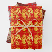 3 WP Chinese, schattige, op papier geknipte, ratte Inpakpapier Vel (In situ)