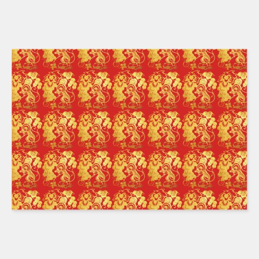 3 WP Chinese, schattige, op papier geknipte, ratte Inpakpapier Vel (Voorkant)