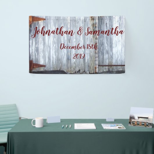 3' x5' Aangepaste Banner White Wood Wood Barn Doo (Beurs)