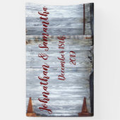 3' x5' Aangepaste Banner White Wood Wood Barn Doo (Verticaal)