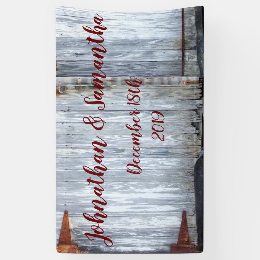 3' x5' Aangepaste Banner White Wood Wood Barn Doo (Verticaal)