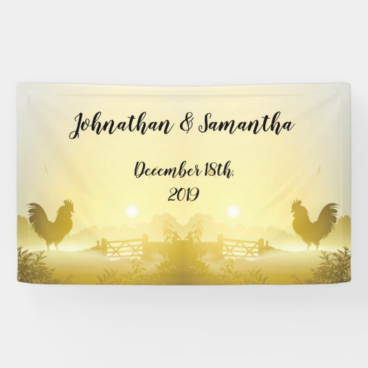 3' x5' Personalized Banner Sunny Morning Boerderij (Horizontaal)