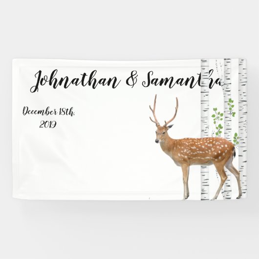 3' x5' persoonlijke banner XMAS Deer Doe Woodland  (Horizontaal)