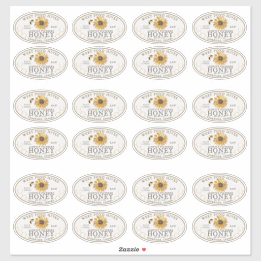 3 x 2"Zonnebloem en Bee Waterdicht Honing Label (Vel)