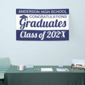 3 x 5' blauw en wit gefeliciteerd afgestudeerden spandoek (Beurs)