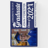 3' x 5' Blue & White-congraties Afstuderen met fot Spandoek (Verticaal)