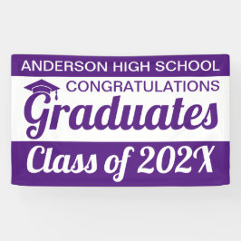 3 x 5' Paars en wit gefeliciteerd afgestudeerden Spandoek