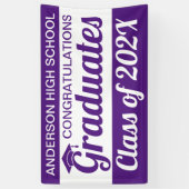 3 x 5' Paars en wit gefeliciteerd afgestudeerden Spandoek (Verticaal)