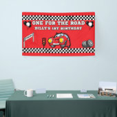  3' X 5' VINYL RODE AUTO KINDEREN 1E VERJAARDAG SPANDOEK (Beurs)
