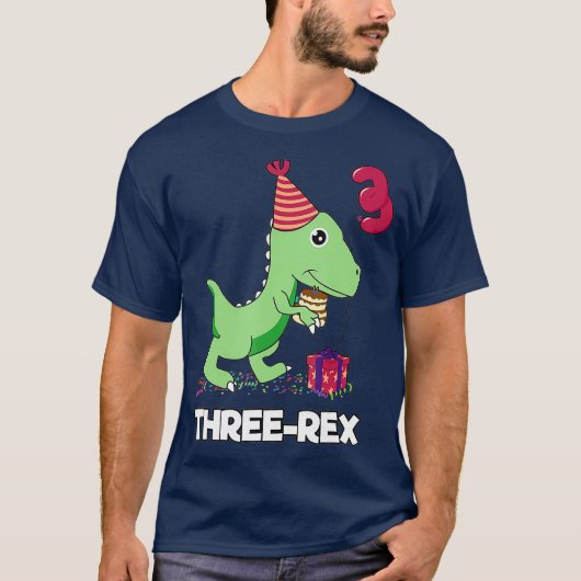 3 year old birthday gift Boy  Dinosaur Three Rex T-shirt (Voorkant)