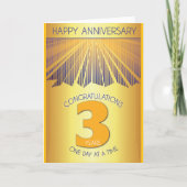3 Year Sober Anniversary | Golden Ray 12 Step Kaart (Voorkant)