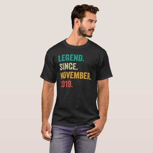 3 Years Old Legend Since November 2019 3rd Birthd T-shirt (Voorkant volledig)