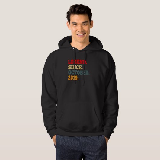 3 Years Old  Legend Since October 2019 3rd Birthda Hoodie (Voorkant volledig)