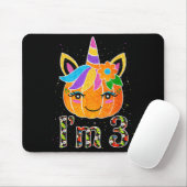 3 Years Old Unicorn Pumpkin Cute Design Birthday H Muismat (Met muis)
