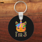 3 Years Old Unicorn Pumpkin Cute Design Birthday H Sleutelhanger (Voorkant)