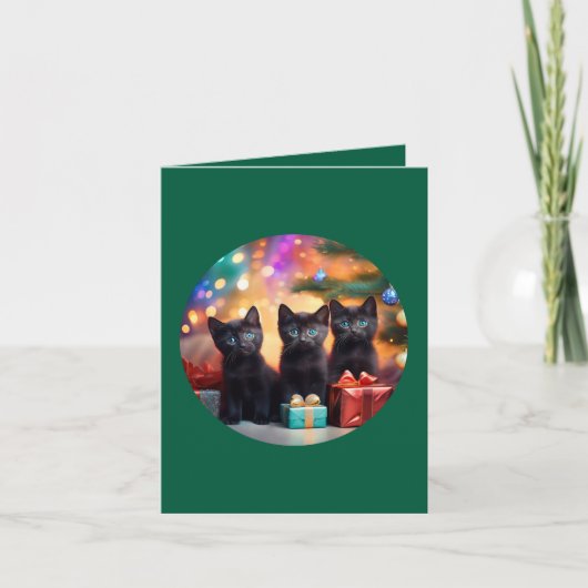 3 Young Blue Eyed Black Kittens Kerstscène (Voorkant)