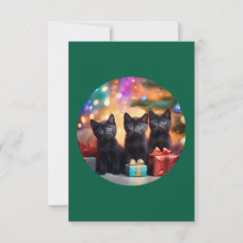 3 Young Blue Eyed Black Kittens Kerstscène Bedankkaart