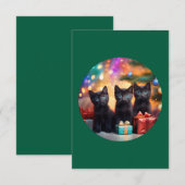 3 Young Blue Eyed Black Kittens Kerstscène Bedankkaart (Voorkant / Achterkant)