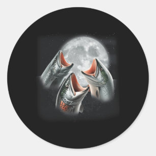 3 Zalmvissen Huilend naar de Maan Grappige Zalmvis Ronde Sticker