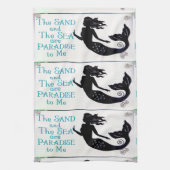3 zand- en zee-zeemaïden theedoek (Verticaal)