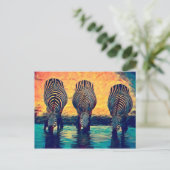 3 Zebras Oorspronkelijk Abstract oerwoud safari Briefkaart (Staand voorkant)