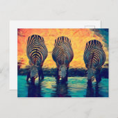 3 Zebras Oorspronkelijk Abstract oerwoud safari Briefkaart (Voorkant / Achterkant)