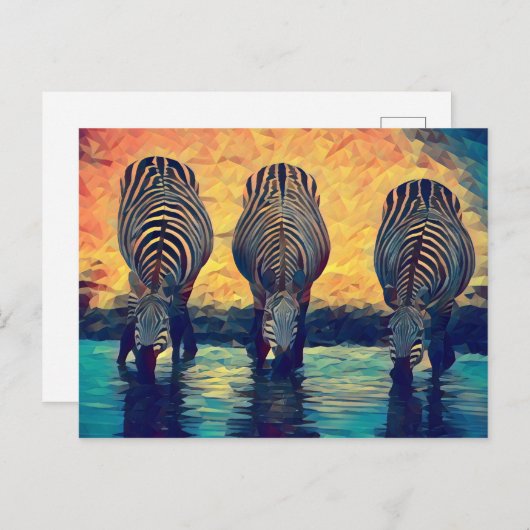 3 Zebras Oorspronkelijk Abstract oerwoud safari Briefkaart (Voorkant / Achterkant)
