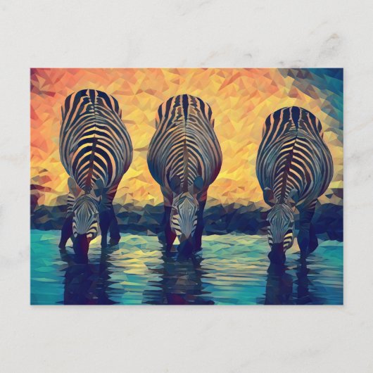 3 Zebras Oorspronkelijk Abstract oerwoud safari Briefkaart (Voorkant)