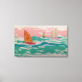 3 zeilboten op het water - Mixed Media art Canvas Afdruk (Voorkant)