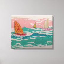 3 zeilboten op het water - Mixed Media kunst