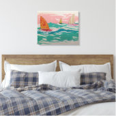 3 zeilboten op het water - Mixed Media kunst Canvas Afdruk (Insitu (Slaapkamer))